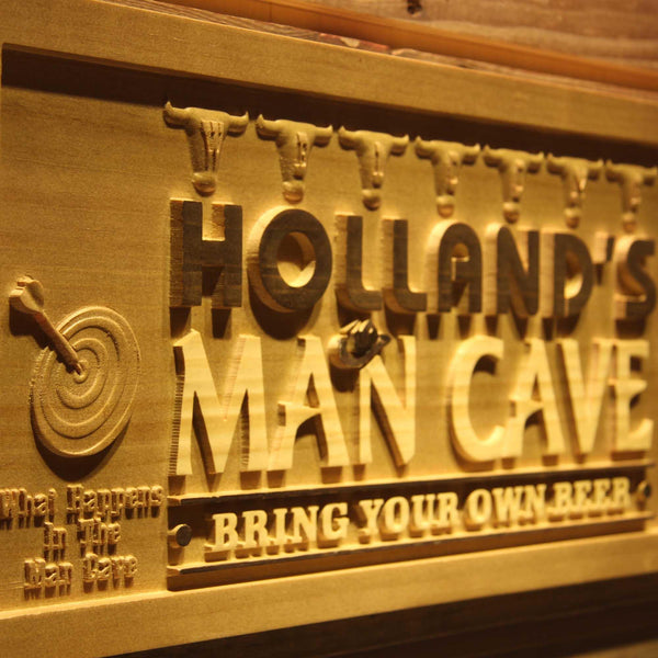 ADVPRO Name Personalized Man CAVE Dart Bring Your Own Beer Wood Engraved Wooden Sign wpa0153-tm - Details 1