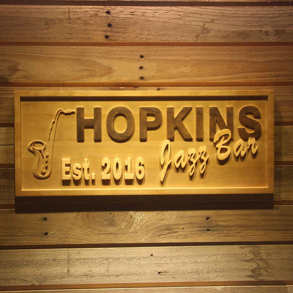 ADVPRO Name Personalized Saxophone Jazz Bar with Established Year Wood Engraved Wooden Sign wpa0157-tm - 18.25