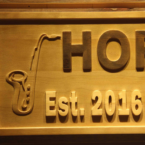 ADVPRO Name Personalized Saxophone Jazz Bar with Established Year Wood Engraved Wooden Sign wpa0157-tm - Details 1