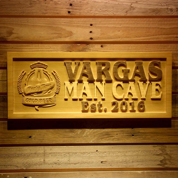 ADVPRO Name Personalized Man CAVE Party Time with Established Year Wood Engraved Wooden Sign wpa0160-tm - 18.25