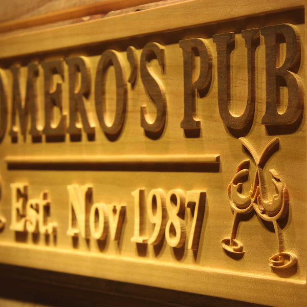 ADVPRO Name Personalized Pub Cheers with Est. Date Wood Engraved Wooden Sign wpa0164-tm - Details 3