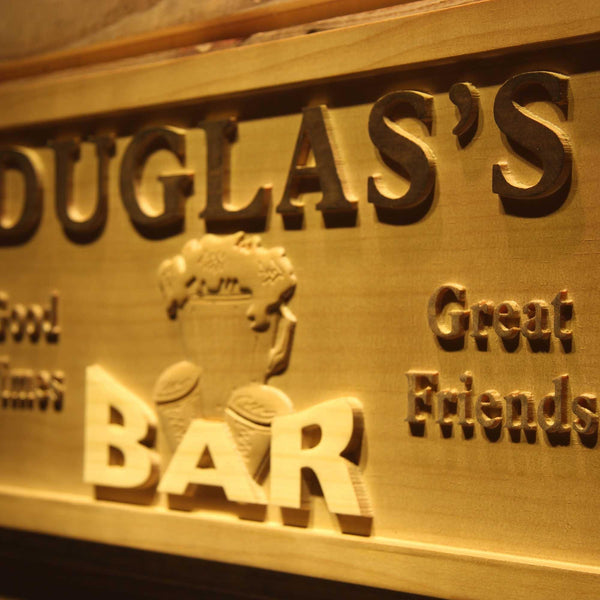 ADVPRO Name Personalized BAR Good Times Great Friends Wood Engraved Wooden Sign wpa0168-tm - Details 3