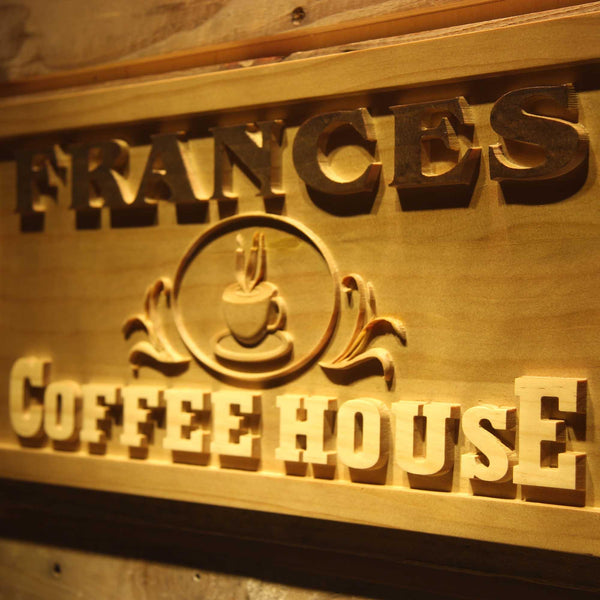 ADVPRO Name Personalized Coffee House Cup Decoration Wood Engraved Wooden Sign wpa0173-tm - Details 1
