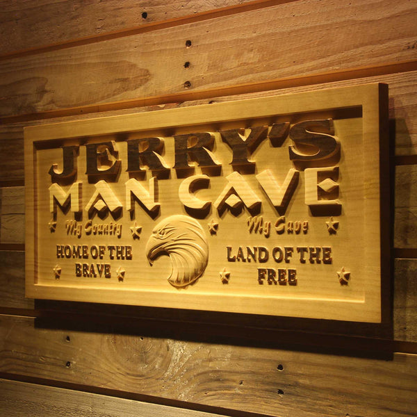 ADVPRO Name Personalized Man CAVE Eagle My Country My Cave Wood Engraved Wooden Sign wpa0179-tm - 26.75
