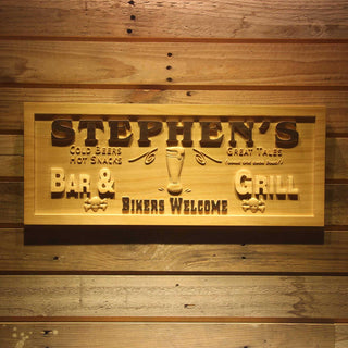 ADVPRO Name Personalized BAR & Grill Biker Welcome Man Cave Wood Engraved Wooden Sign wpa0180-tm - 18.25