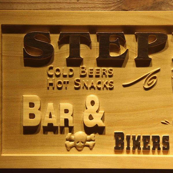 ADVPRO Name Personalized BAR & Grill Biker Welcome Man Cave Wood Engraved Wooden Sign wpa0180-tm - Details 3