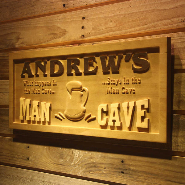 ADVPRO Name Personalized Man CAVE What Happens Decoration Wood Engraved Wooden Sign wpa0181-tm - 26.75