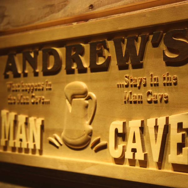 ADVPRO Name Personalized Man CAVE What Happens Decoration Wood Engraved Wooden Sign wpa0181-tm - Details 1