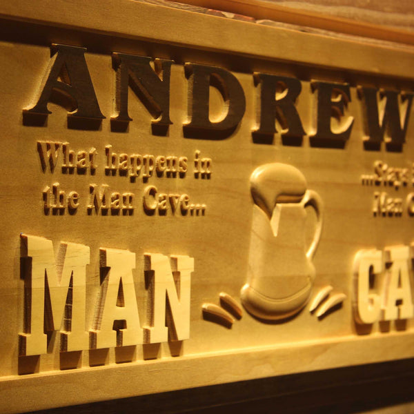 ADVPRO Name Personalized Man CAVE What Happens Decoration Wood Engraved Wooden Sign wpa0181-tm - Details 3