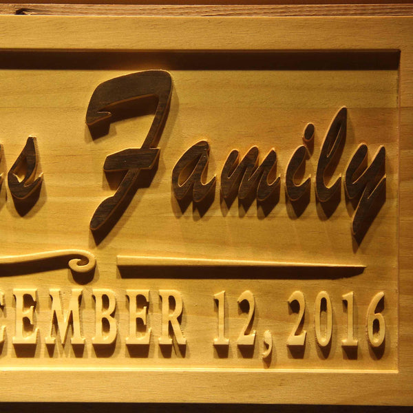 ADVPRO Family Name Personalized with Established Date Wood Engraved Wooden Sign wpa0191-tm - Details 3