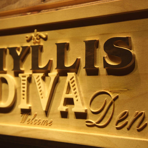 ADVPRO Name Personalized Diva DEN Girl Studio Room Decoration Wood Engraved Wooden Sign wpa0193-tm - Details 1