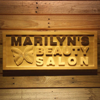 ADVPRO Name Personalized Beauty Salon Butterfly Decoration Wood Engraved Wooden Sign wpa0195-tm - 18.25