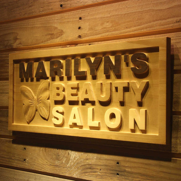 ADVPRO Name Personalized Beauty Salon Butterfly Decoration Wood Engraved Wooden Sign wpa0195-tm - 26.75
