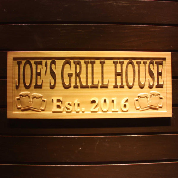 ADVPRO Name Personalized Grill House with Est. Year Bar Wood Engraved Wooden Sign wpa0208-tm - 18.25
