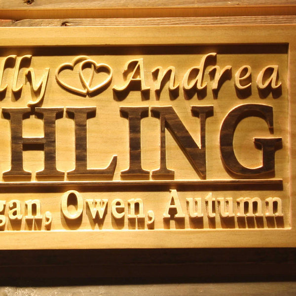 ADVPRO Whole Family Names Personalized Father Mother Offspring Wood Engraved Wooden Sign wpa0226-tm - Details 3