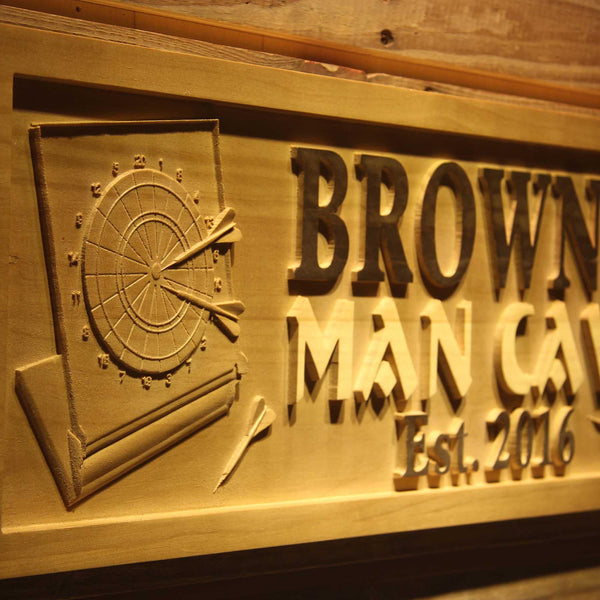 ADVPRO Name Personalized Man CAVE Dart Club Bar Est. Year Wood Engraved Wooden Sign wpa0228-tm - Details 2