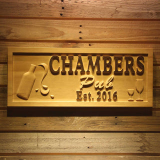 ADVPRO Name Personalized Pub Champagne Est. Year Wood Engraved Wooden Sign wpa0230-tm - 18.25