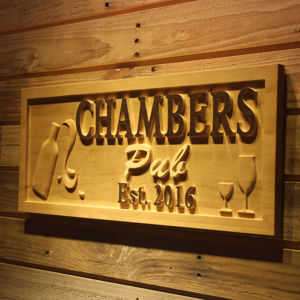 ADVPRO Name Personalized Pub Champagne Est. Year Wood Engraved Wooden Sign wpa0230-tm - 26.75