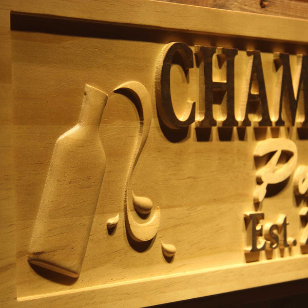 ADVPRO Name Personalized Pub Champagne Est. Year Wood Engraved Wooden Sign wpa0230-tm - Details 2
