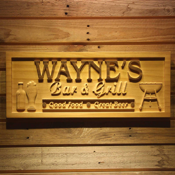 ADVPRO Name Personalized BAR & Grill Good Food Great Beer Wood Engraved Wooden Sign wpa0241-tm - 18.25