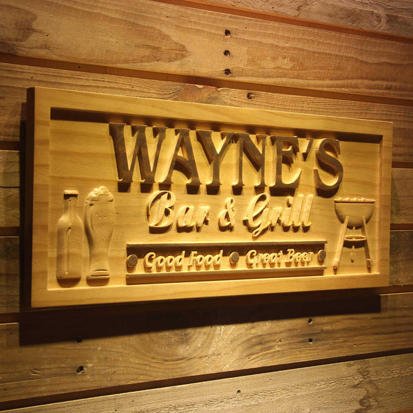 ADVPRO Name Personalized BAR & Grill Good Food Great Beer Wood Engraved Wooden Sign wpa0241-tm - 23