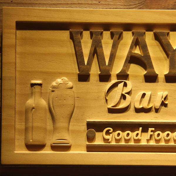 ADVPRO Name Personalized BAR & Grill Good Food Great Beer Wood Engraved Wooden Sign wpa0241-tm - Details 1