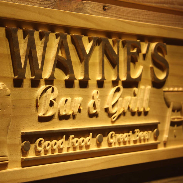 ADVPRO Name Personalized BAR & Grill Good Food Great Beer Wood Engraved Wooden Sign wpa0241-tm - Details 2