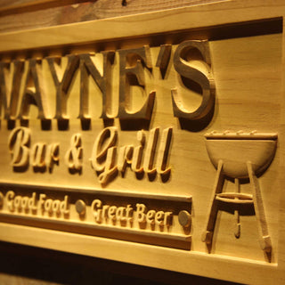ADVPRO Name Personalized BAR & Grill Good Food Great Beer Wood Engraved Wooden Sign wpa0241-tm - Details 3