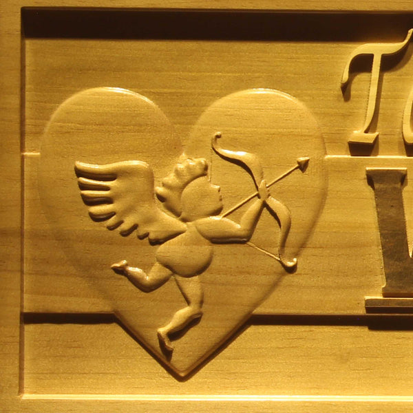 ADVPRO Cupid Angel in Heart Family Name Personalized Wedding Gift Anniversary Decoration Wood Engraved Wooden Sign wpa0259-tm - Details 2