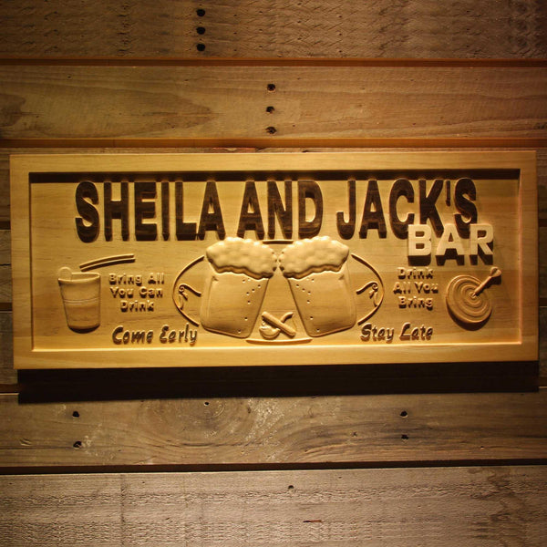 ADVPRO Name Personalized BAR Come Early Stay Late Housewarming Gifts Wood Engraved Wooden Sign wpa0264-tm - 18.25