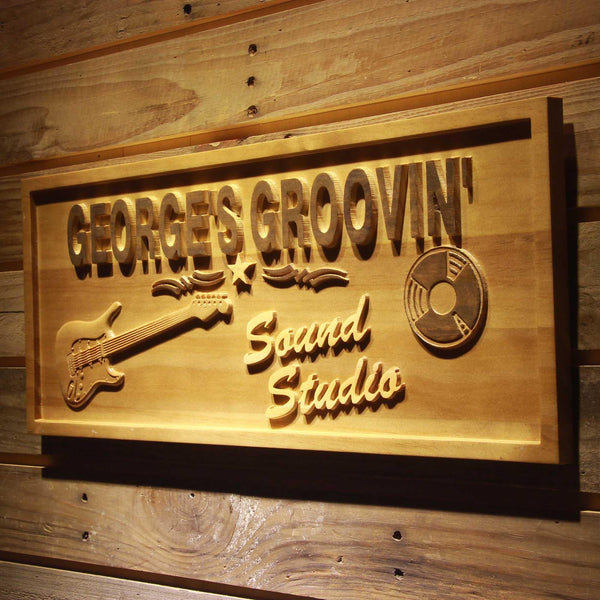 ADVPRO Name Personalized Sound STUIDO Guitar Music Band Room Decor Wood Engraved Wooden Sign wpa0265-tm - 26.75