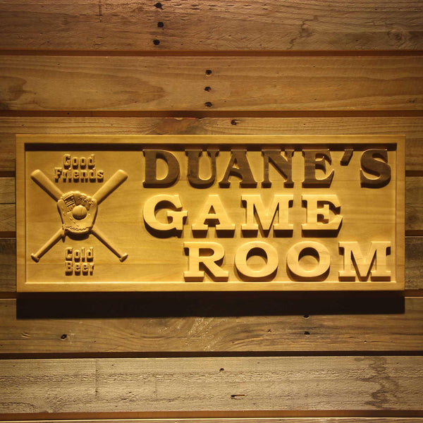 ADVPRO Name Personalized Game Room Baseball Sport Bar Man Cave Decor Wood Engraved Wooden Sign wpa0282-tm - 18.25