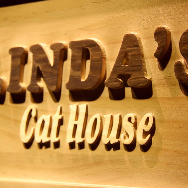 ADVPRO Name Personalized CAT House Kitten Lover Gifts Decor Wood Engraved Wooden Sign wpa0287-tm - Details 2