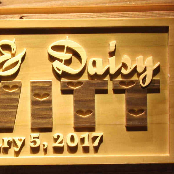 ADVPRO Personalized Last Name Rustic Home D‚cor Wood Engraving Custom Wedding Gift Couples Den Gift Wooden Signs wpa0297-tm - Details 3