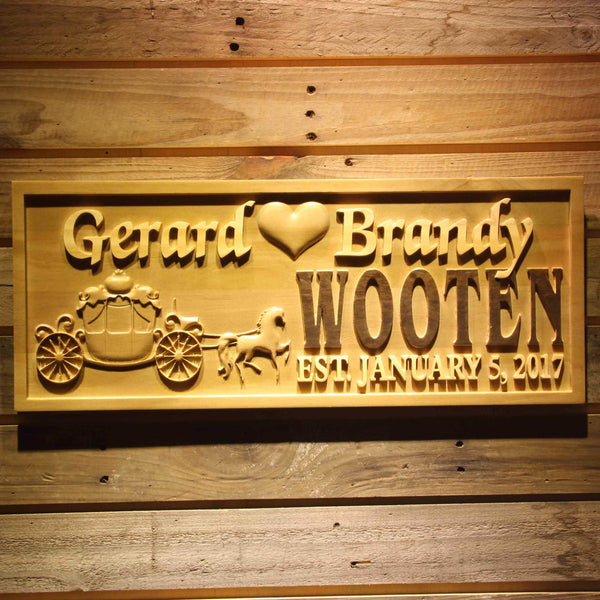 ADVPRO Personalized Custom Horse Carriage Wedding Anniversary Family Sign Surname Last First Name Housewarming Gift 5 Year Wood Wooden Signs wpa0302-tm - 18.25