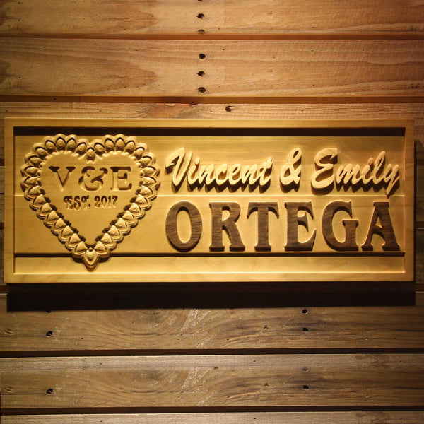 ADVPRO Personalized Last Name Initial Inside Heart Home D‚cor Wood Custom Wedding Gift Couples Established Wooden Signs wpa0303-tm - 18.25