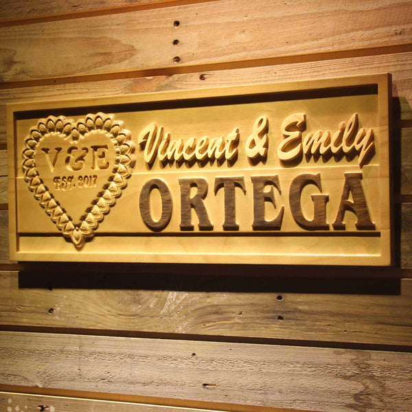 ADVPRO Personalized Last Name Initial Inside Heart Home D‚cor Wood Custom Wedding Gift Couples Established Wooden Signs wpa0303-tm - 26.75