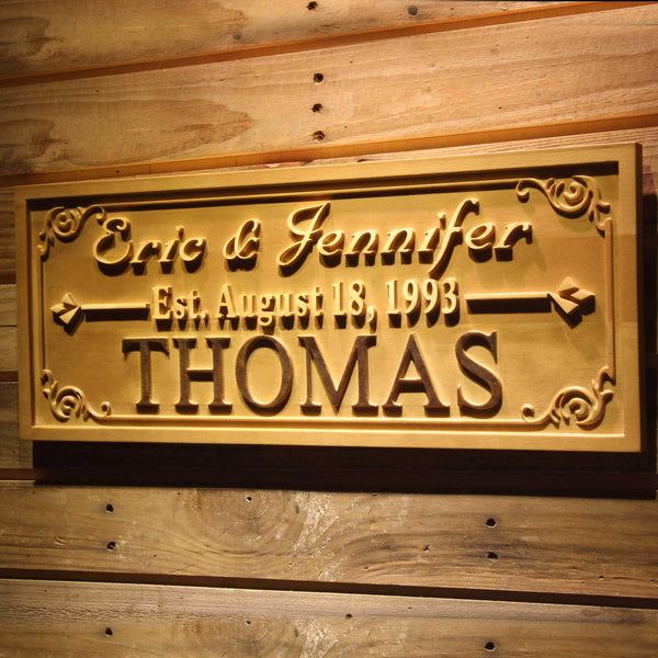 ADVPRO Personalized Last Name Rustic Home D‚cor Wood Engraving Custom Wedding Gift Couples Den Gift Wooden Signs wpa0307-tm - 26.75