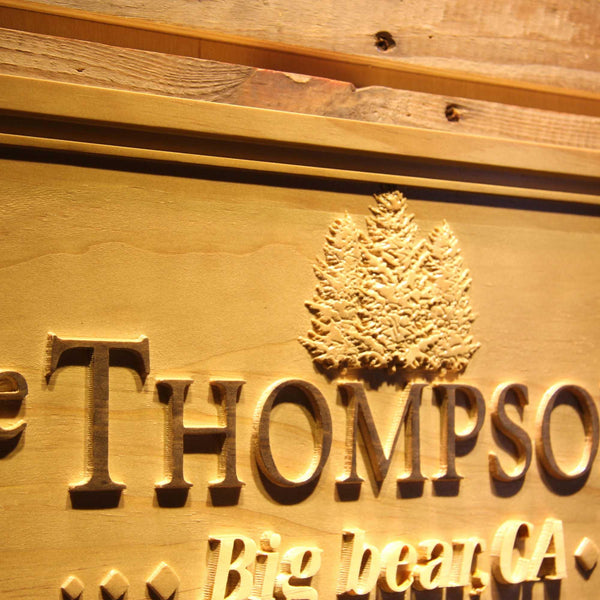 ADVPRO Name Personalized Cabin with Big Tree and Location Forest House Wood Engraved Wooden Sign wpa0309-tm - Details 1
