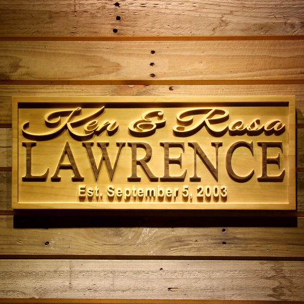 ADVPRO Personalized Last Name Rustic Home D‚cor Wood Engraving Custom Wedding Gift Couples Den Gift Wooden Signs wpa0314-tm - 18.25