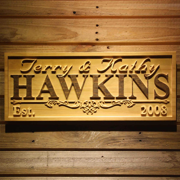 ADVPRO Personalized Wedding Gift Last Name Established Sign Family Name Signs Custom Wood Sign Carved Wooden Sign 3D 5 Year Couple Last Name Sign wpa0324-tm - 18.25
