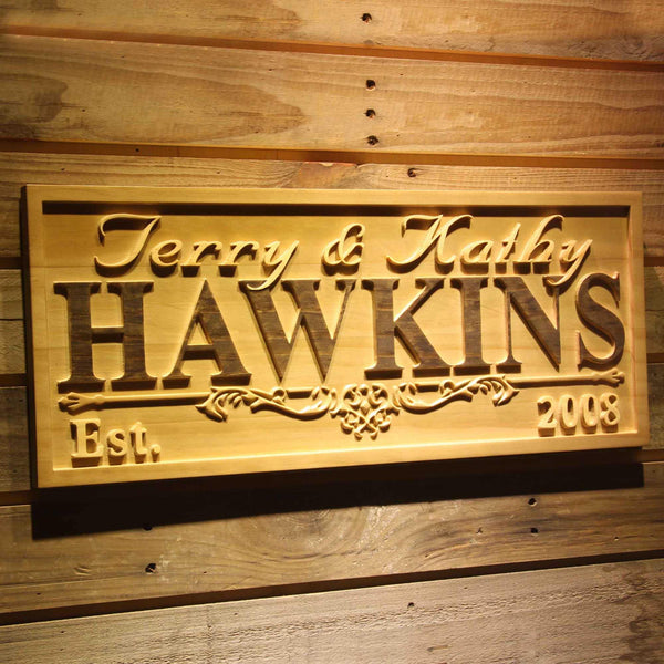 ADVPRO Personalized Wedding Gift Last Name Established Sign Family Name Signs Custom Wood Sign Carved Wooden Sign 3D 5 Year Couple Last Name Sign wpa0324-tm - 23