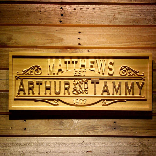 ADVPRO Personalized Family Name Sign Personalized Wedding Gifts Wall Art Rustic Home Decor Custom Carved Wooden Signs Couples 5 Year wpa0325-tm - 18.25