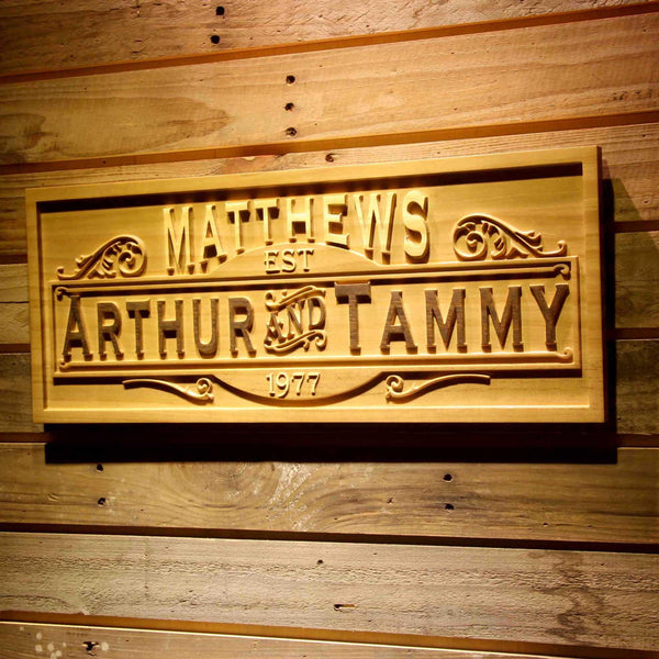ADVPRO Personalized Family Name Sign Personalized Wedding Gifts Wall Art Rustic Home Decor Custom Carved Wooden Signs Couples 5 Year wpa0325-tm - 26.75