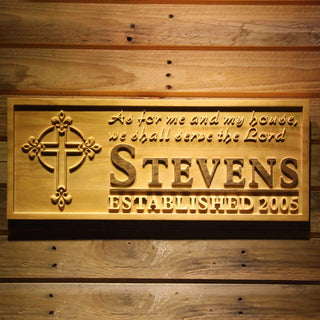 ADVPRO Serve Lord God Cross D‚cor Name Personalized Established Year 3D Wood Engraved Wooden Sign wpa0329-tm - 18.25