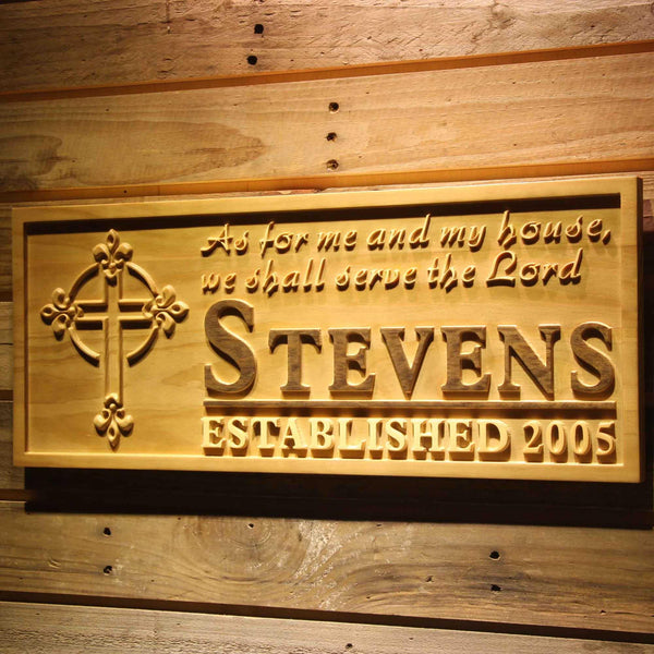 ADVPRO Serve Lord God Cross D‚cor Name Personalized Established Year 3D Wood Engraved Wooden Sign wpa0329-tm - 26.75