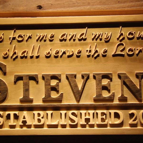 ADVPRO Serve Lord God Cross D‚cor Name Personalized Established Year 3D Wood Engraved Wooden Sign wpa0329-tm - Details 2