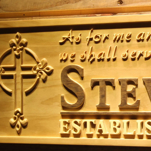 ADVPRO Serve Lord God Cross D‚cor Name Personalized Established Year 3D Wood Engraved Wooden Sign wpa0329-tm - Details 3