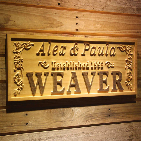 ADVPRO Personalized Wedding Gift Last Name Established Sign Family Name Signs Custom Wood Sign Carved Wood Decor 3D Hearts Couples Sign 5 Year wpa0330-tm - 23