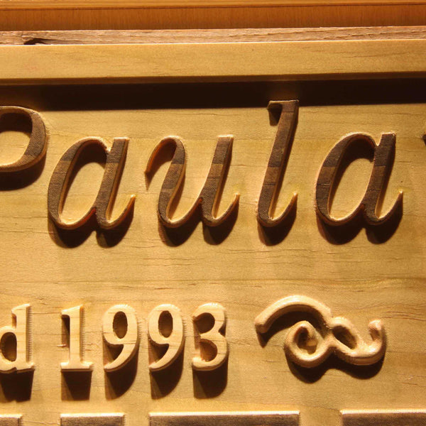 ADVPRO Personalized Wedding Gift Last Name Established Sign Family Name Signs Custom Wood Sign Carved Wood Decor 3D Hearts Couples Sign 5 Year wpa0330-tm - Details 2